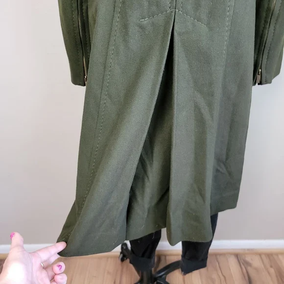 BCBGMaxAzria S Trench Peacoat Wool Cashmere Long Olive Green Coat Jacket BCBG - Picture 11 of 15